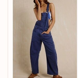 Free People-We The Free Good Luck Barrel Overalls-Blue-XS-New-Boho-Cottagecore